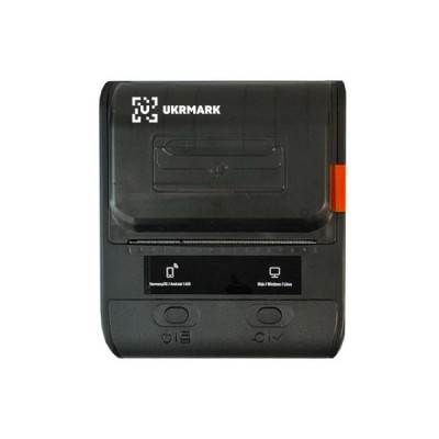 Портативный термопринтер UKRMARK DP30BK, USB/Bluetooth, рулоны 20-75 мм, для чеков/этикеток, черный. Печать на термобумаге и полимерных этикетках