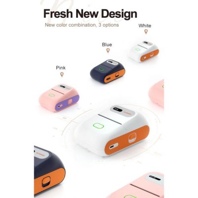 Портативный термопринтер UKRMARK DP26WT Bluetooth, белый, рулон 20-58 мм. для печати этикеток и чеков