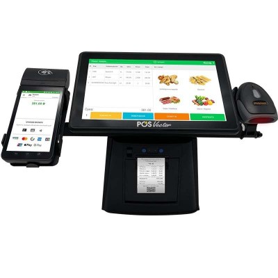 Универсальная касса 5-в-1 SHIVA POS Android 11 для магазина и торговли. POS-терминал + принтер чеков + сканер штрихкодов + держатель + ПО